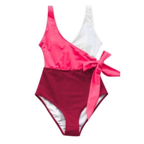 Cupshe Colorblock Wrap Crisscross One Piece Swimsuit M - Picture 3 of 3